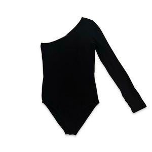 Another Story One Shoulder Bodysuit Stretchy Knit in Black Small